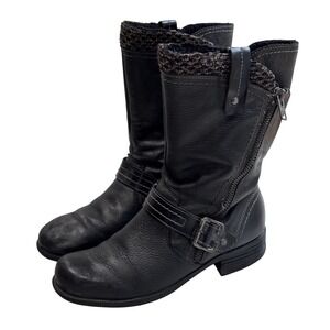 Earth Origins Presley Leather Boots Knit Cuff Buckle Accent Black Boots Size 9M‎